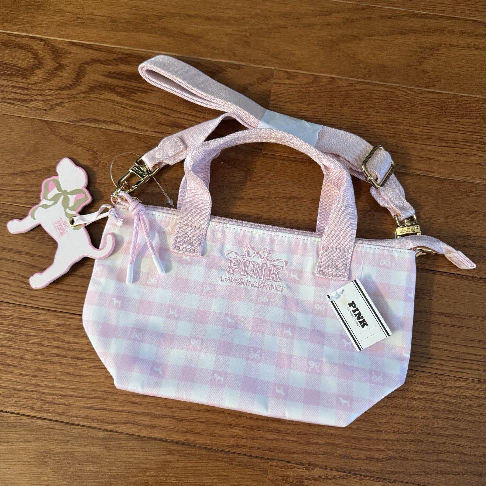 Victoria’s Secret PINK x LOVE SHACK FANCY Mini Tote Bag Gingham NWT