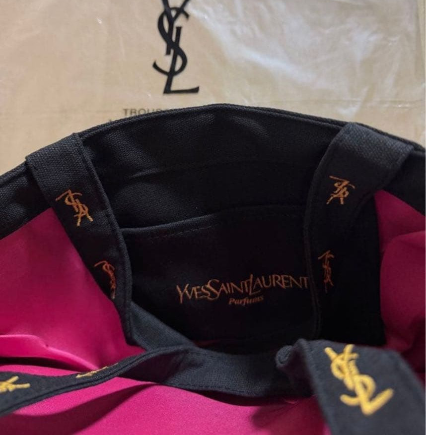 YSL Yves Saint Laurent Parfums Tote Bag Black Gold Logo Novelty Official Japan