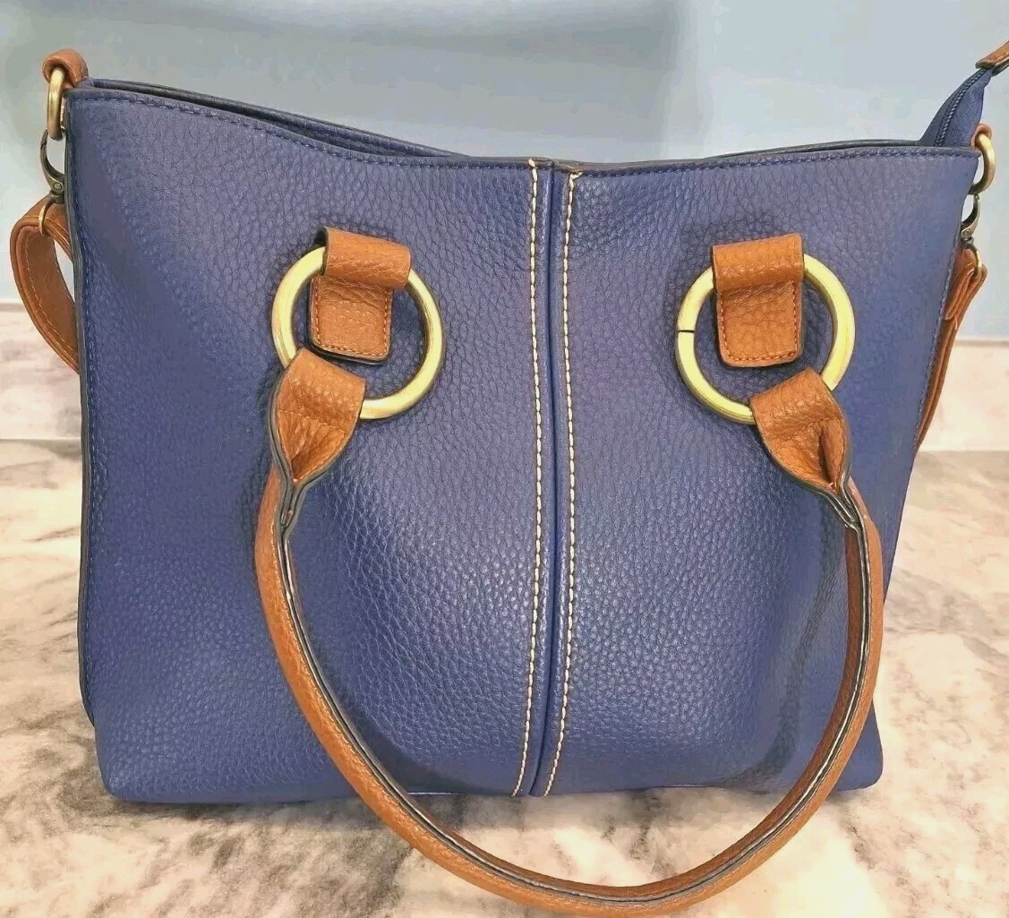 Clearance BLUE Adj Crossbody Shoulder Handbag Brass Decore Go Anywhere New