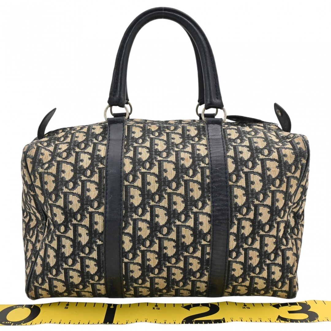 Used Dior trotter mini Boston bag handbag all over pattern beige navy