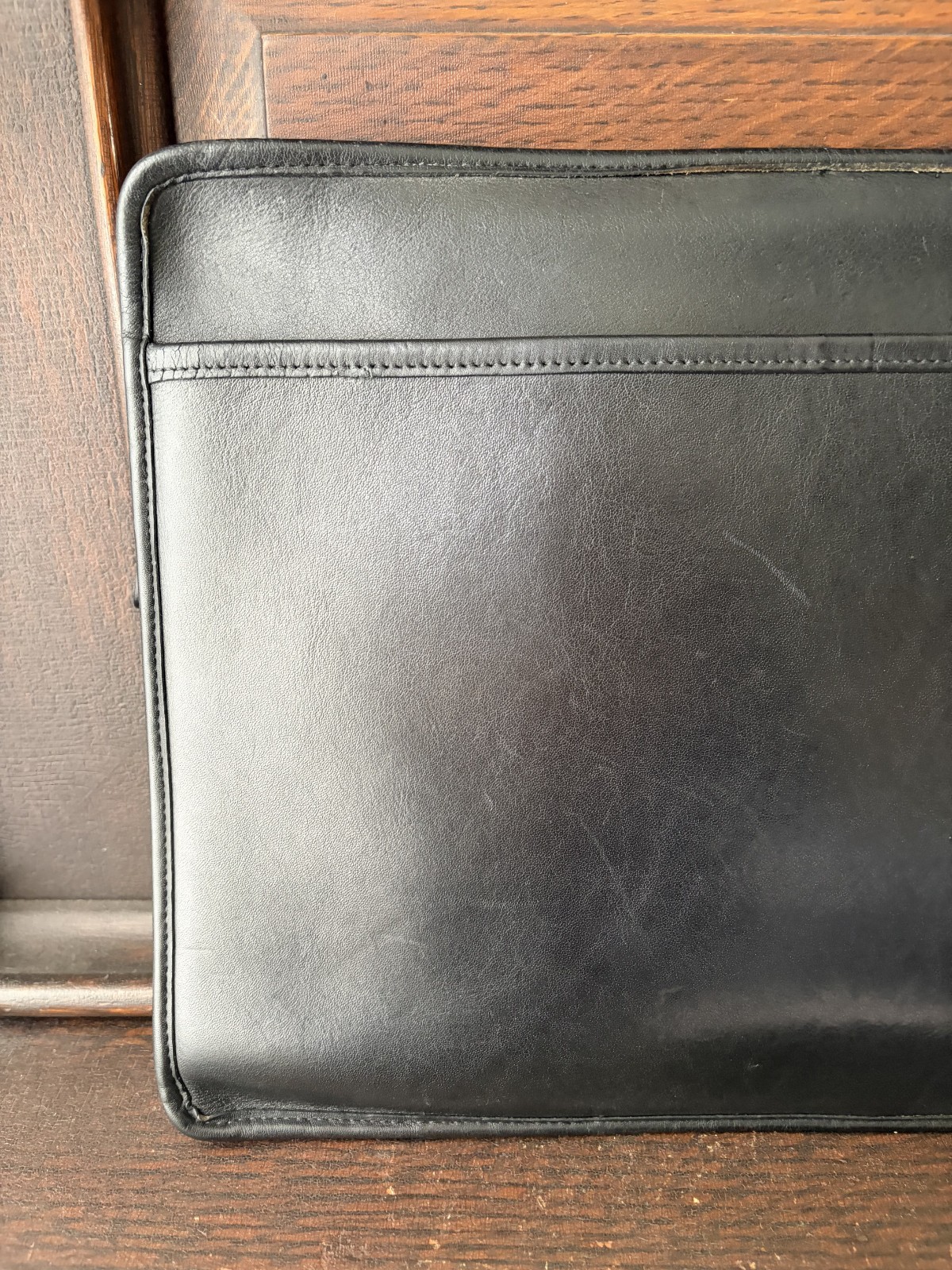 Vintage Coach Portfolio Case | Style 5225 | Black Leather with Brass Hardware