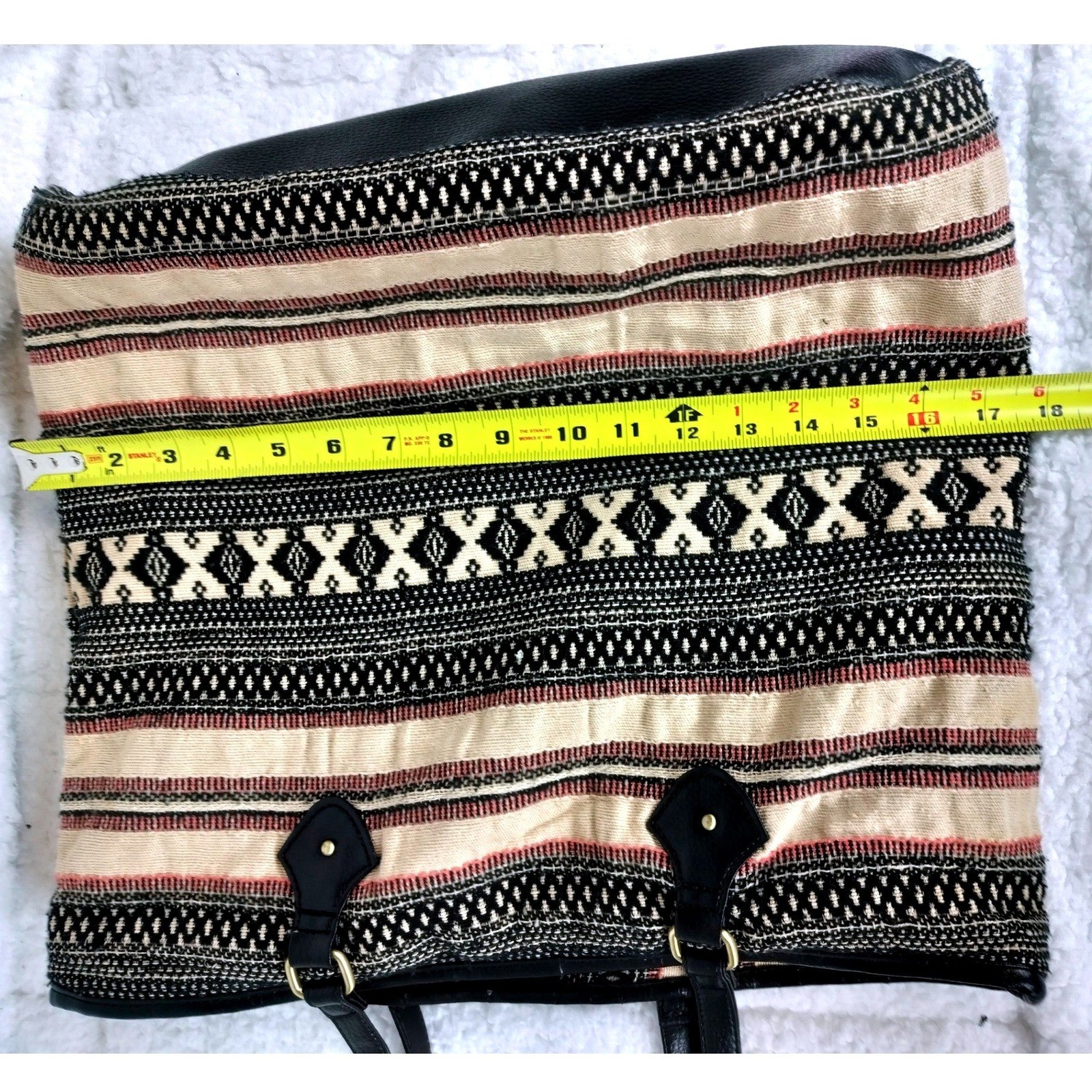 Knit Boho Woven Tapestry Geometric Tote Bag Black Large Tan Red Shoulder Bag
