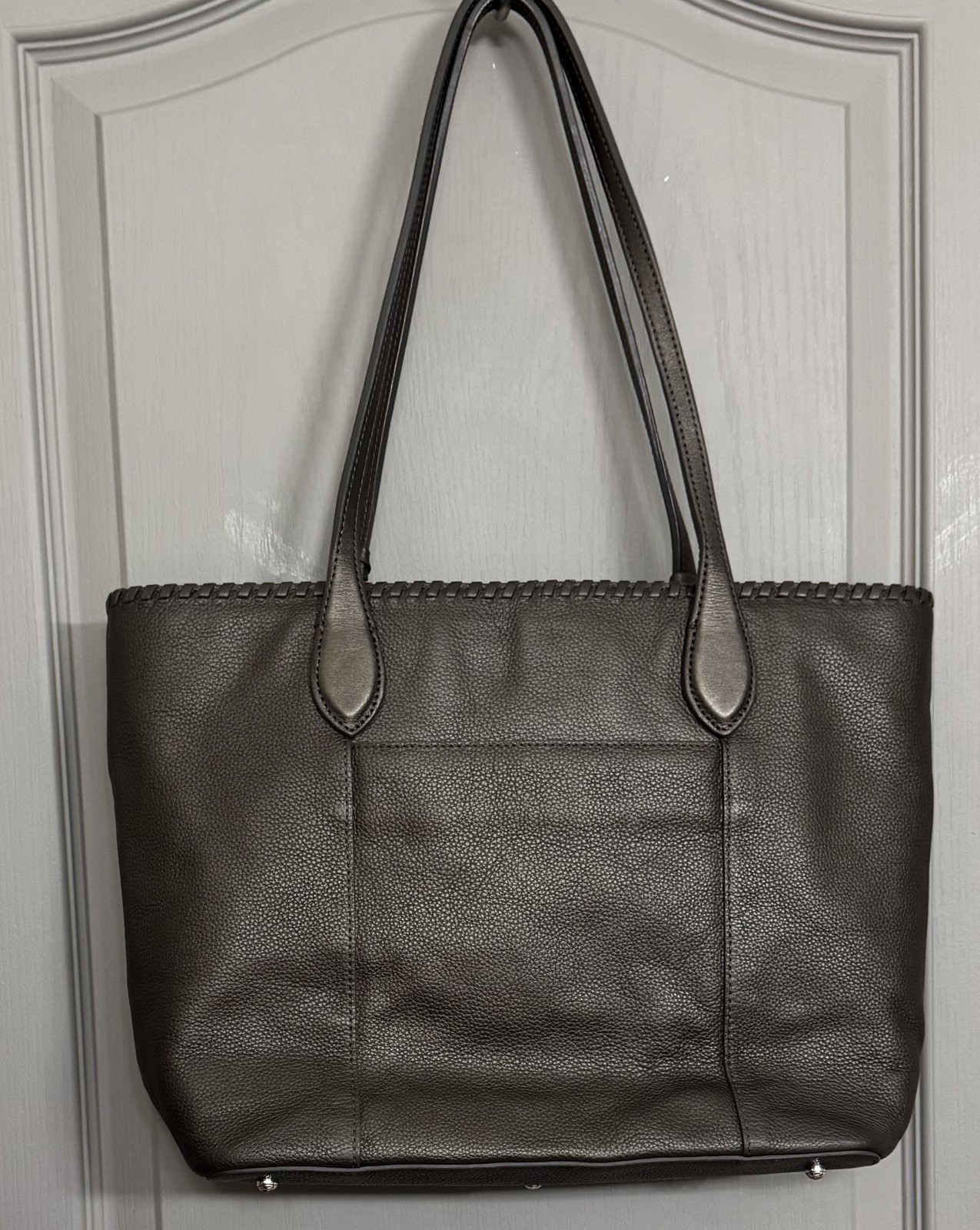 BRIGHTON FERRARA COLLECTION PEWTER GABRIELLA MEDALLION TASSELED TOTE PURSE