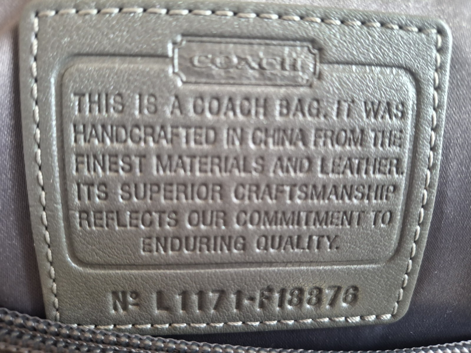 Coach F18876 Gray Signature Print Tote Shoulder Bag Purse Canvas Leather Trim