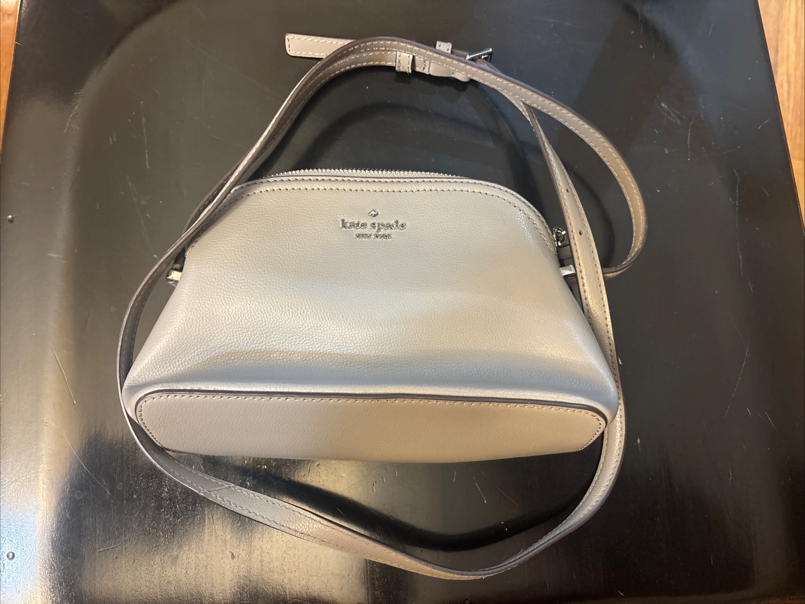Kate Spade New York light Gray Dome Crossbody Bag Zip Closure Adjustable Strap