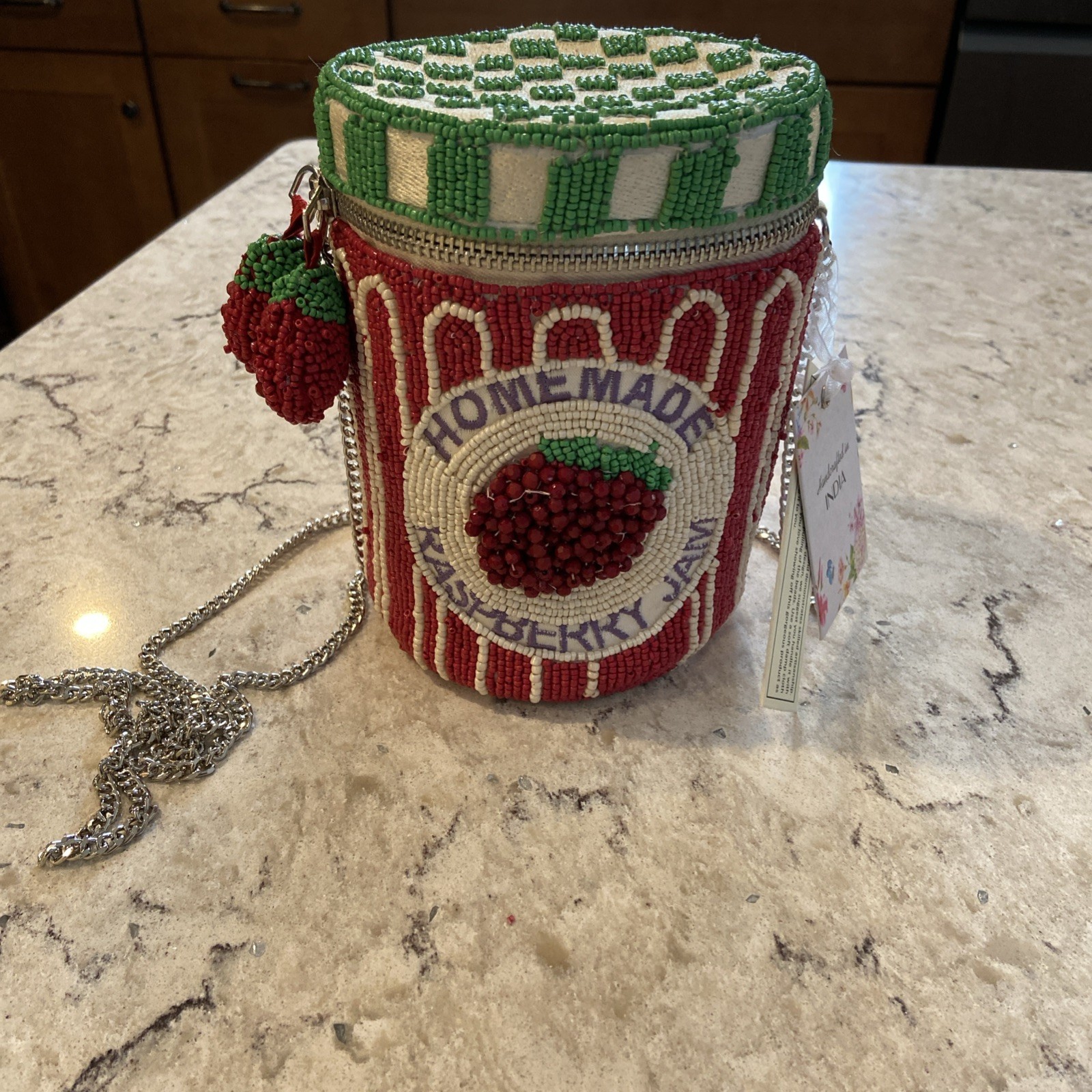 India Beaded Homemade Raspberry Jam Bag Purse Crossbody Viral TikTok NWT
