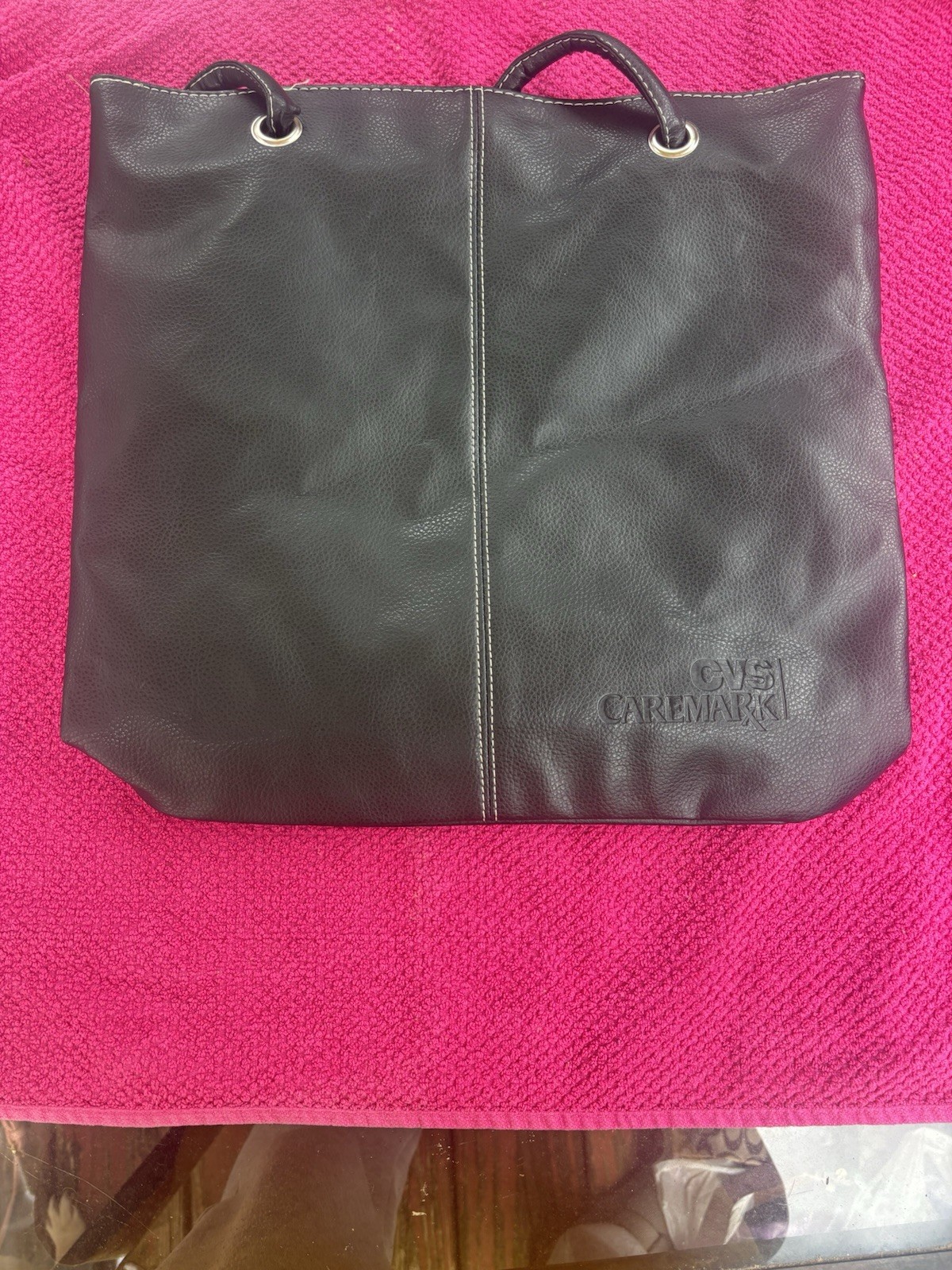 CVS Caremark Women’s Black Tote Shoulder Bag Double Handles Silver Hardware