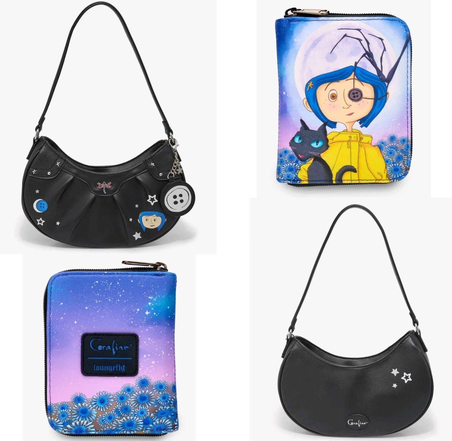 Coraline Shoulder Bag Glow-In-The-Dark Button Key Chain Button Eye Flower Wallet