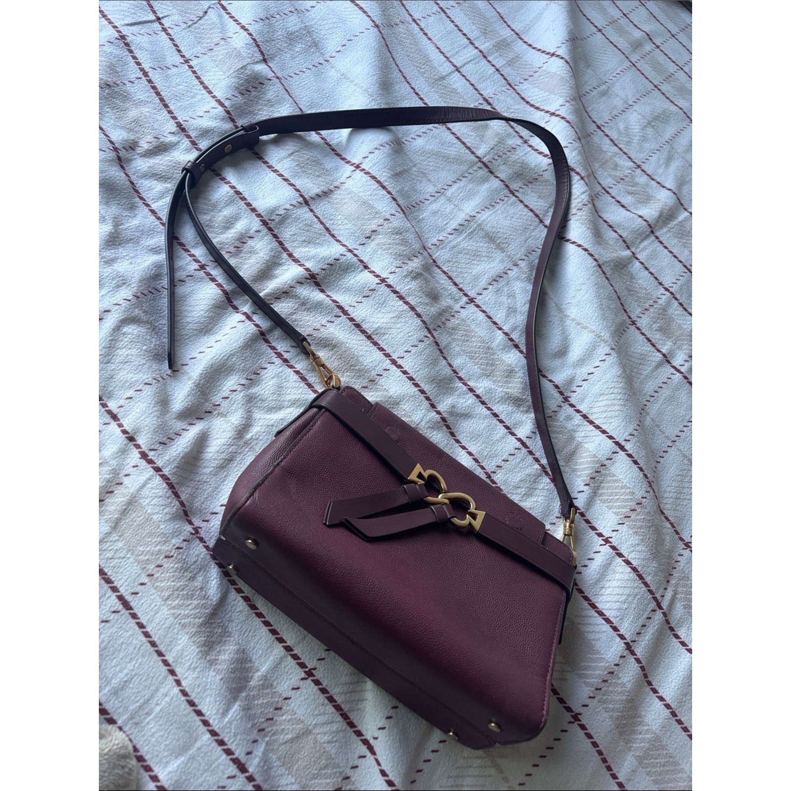 kate spade Pebbled Leather Crossbody in Plum with Gold Hardware