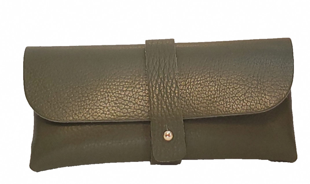 Moss Green Italian Leather Bucket Bag with Matching Case Made in Italy 10 in x 6