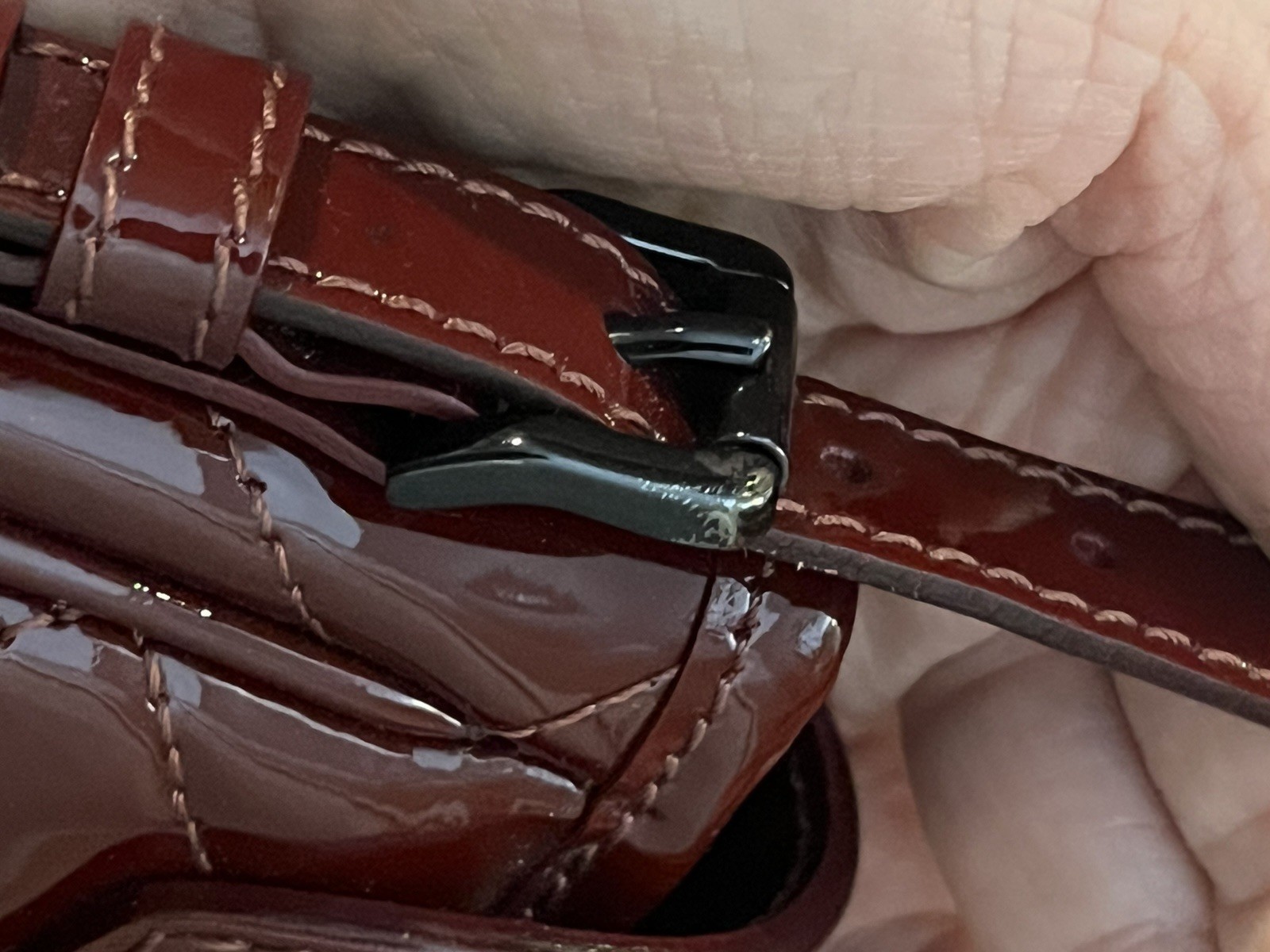Burberry Burgundy Patent Quilted Studded Crescent Crossbody Zip Detachable