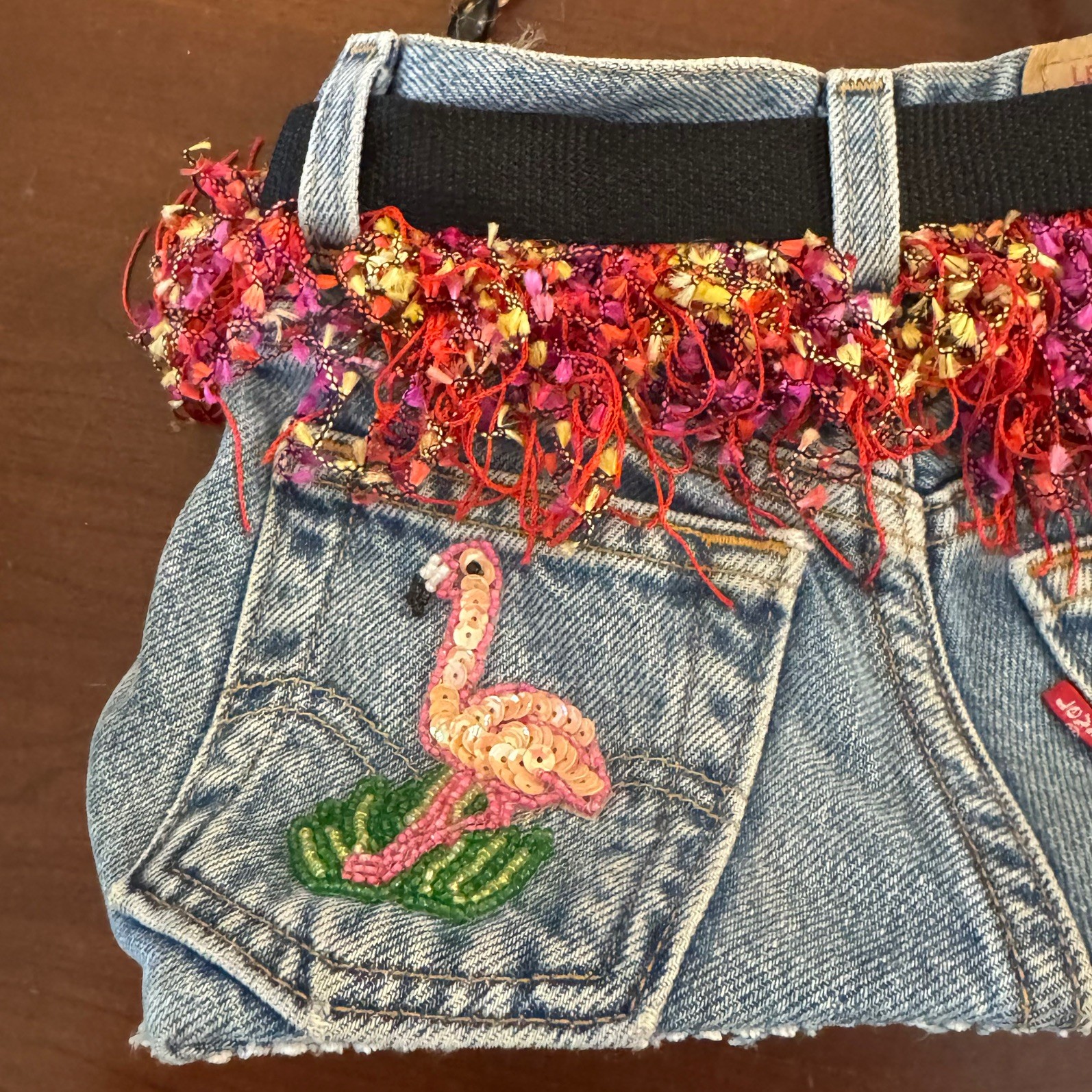 Blue Jean Purse Bag Upcycled Denim Handmade Flamingo Levi’s Y2K