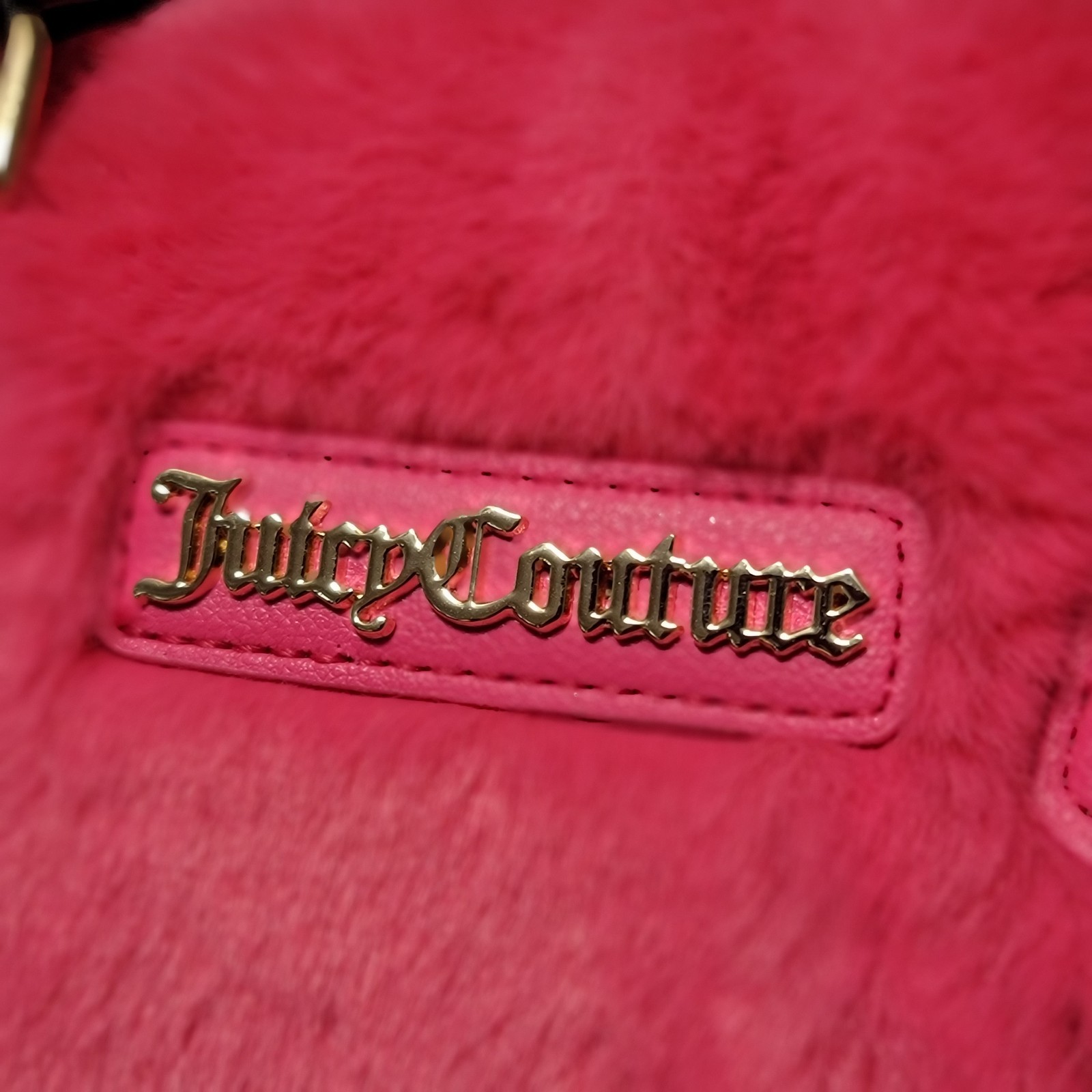 Juicy Couture Free Love Satchel Hot Pink Faux Fur Adjustable Crossbody Strap
