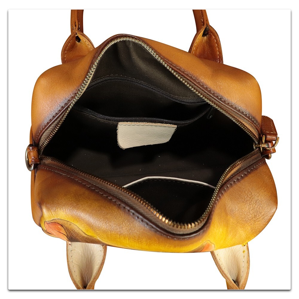 Hand Painted Genuine Leather Small Purses Handbag Women Crossbody Shoulder Bag