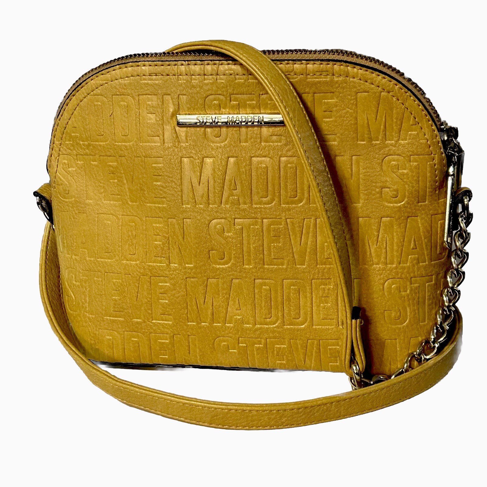 Steve Madden Crossbody Logo Purse Mustard Shoulder Bag Chain Strap Handbag