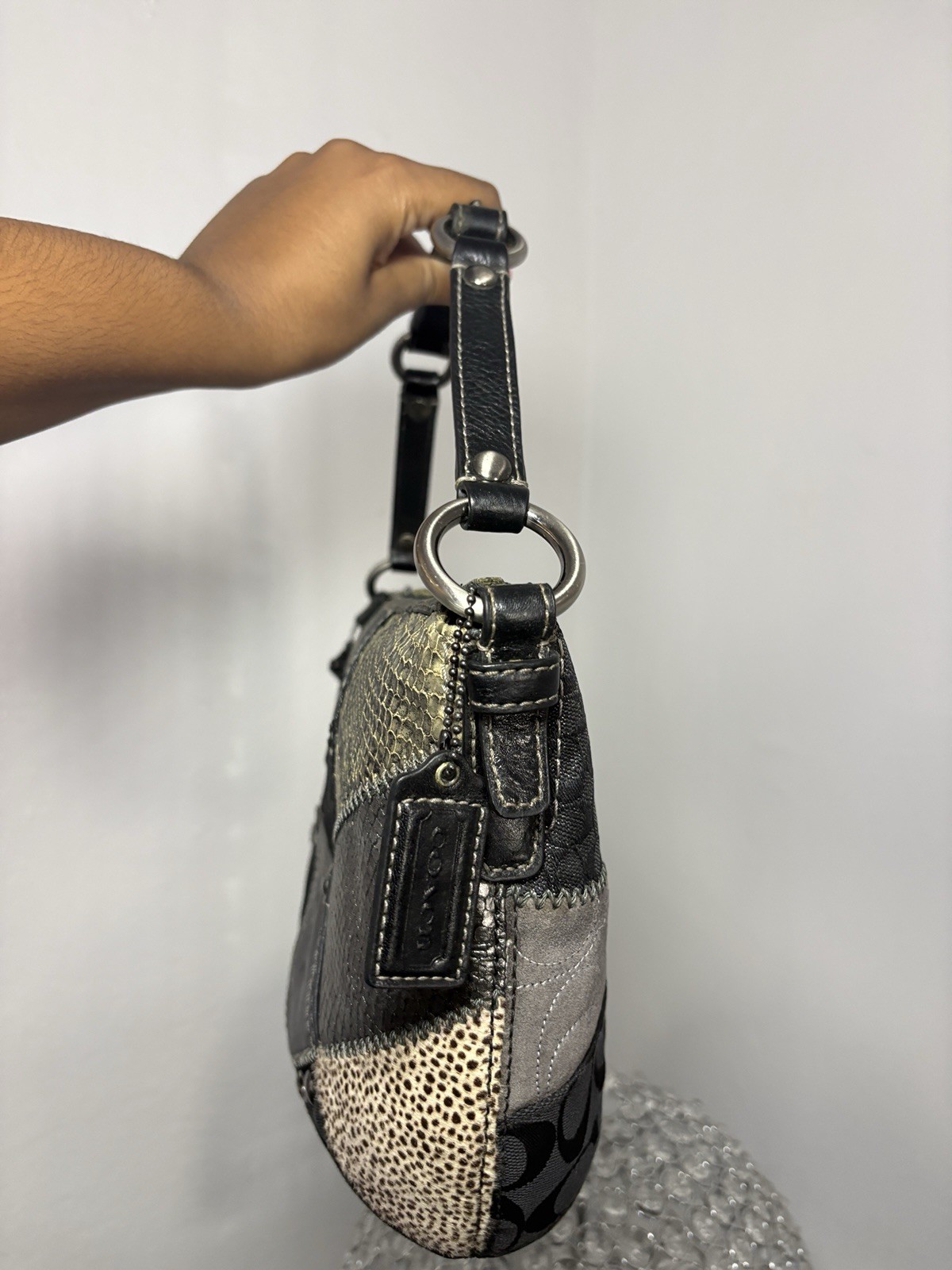 Vintage Coach Signature Leopard Patchwork Soho Hobo Shoulder Bag RARE Y2K