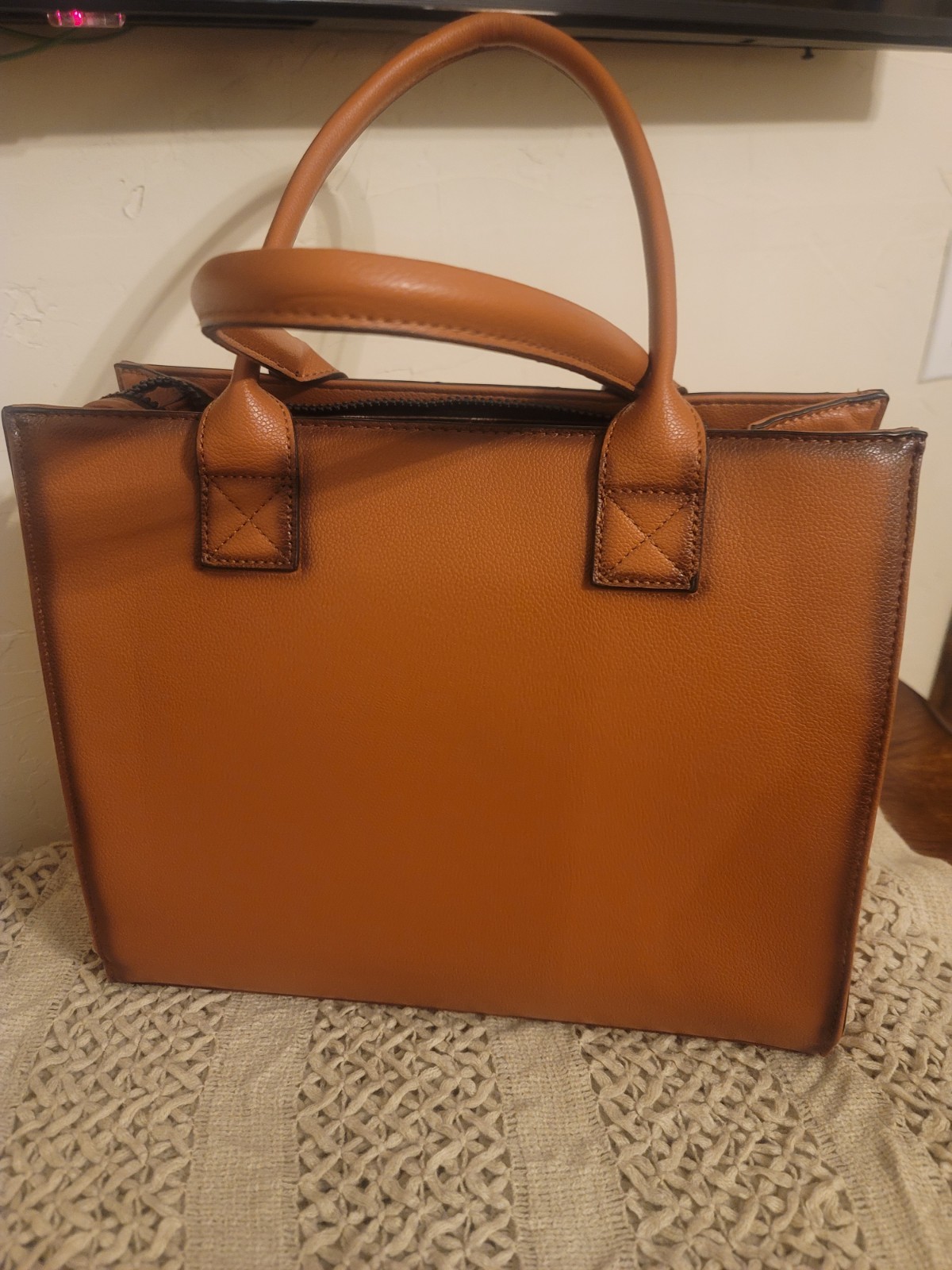 Wrangler Brown Medium Satchel Top Handle Zip Top Detach Strap Gold Hardware
