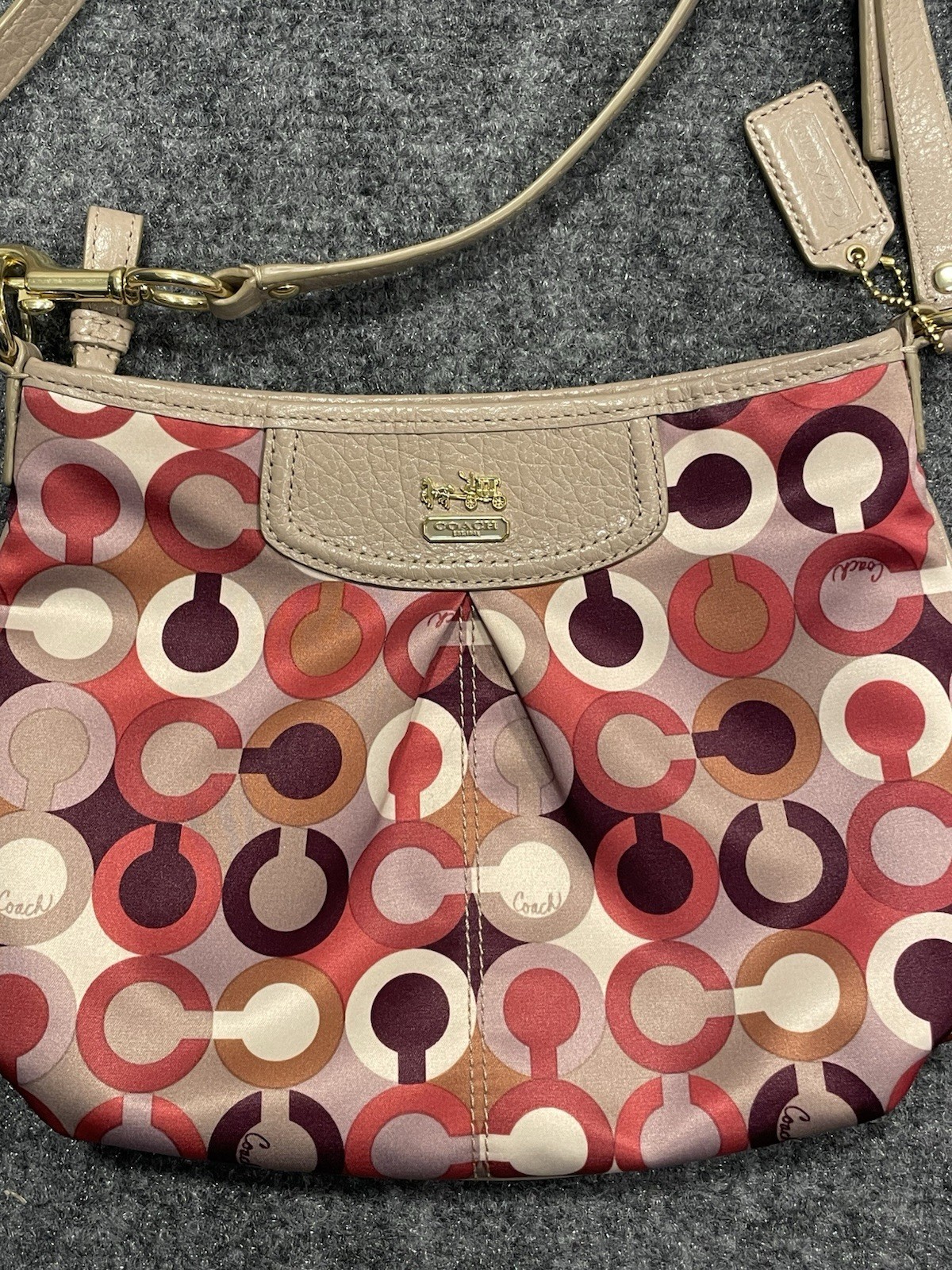 Coach Madison Graphic Op Art Small Swingpack Crossbody Purse,Tan Pinks