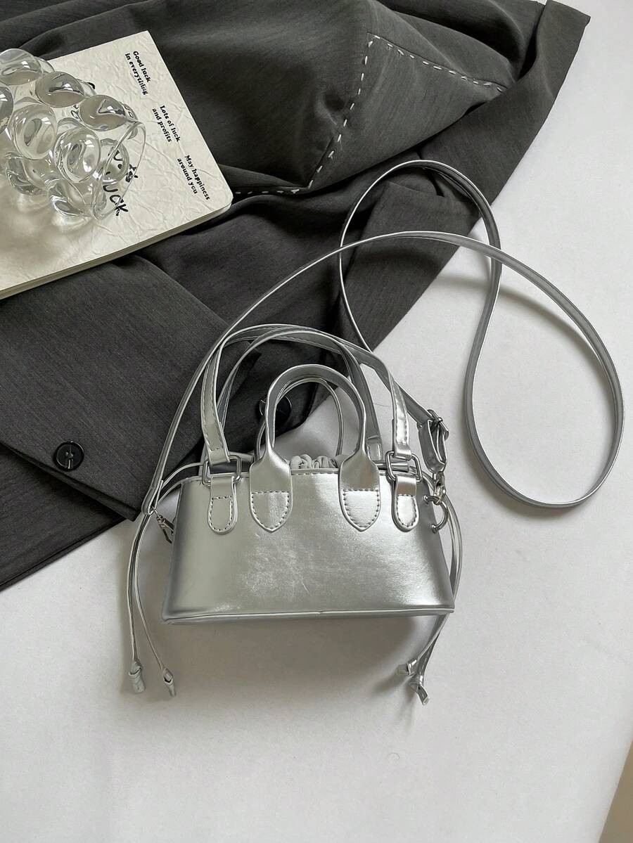 Mini Croc Embossed Bucket Bag Women Drawstring Novelty Crossbody Shoulder