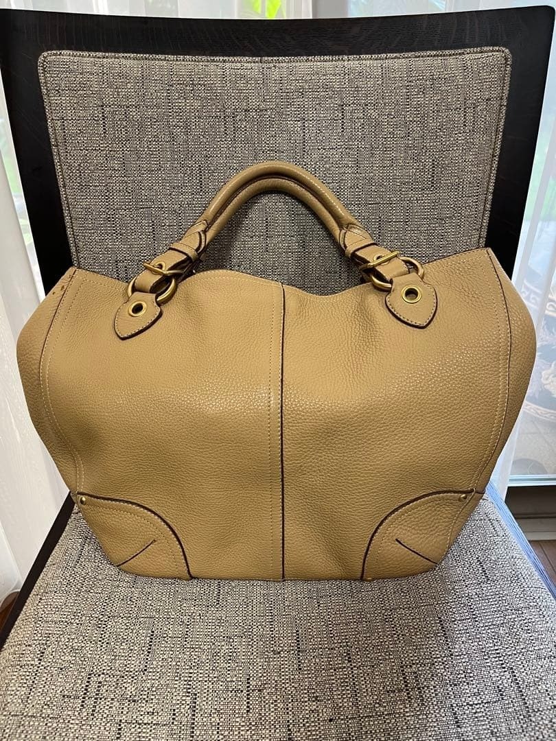 CAR SHOE Tote Bag Camel Large Genuine Leather US TAX Includ
