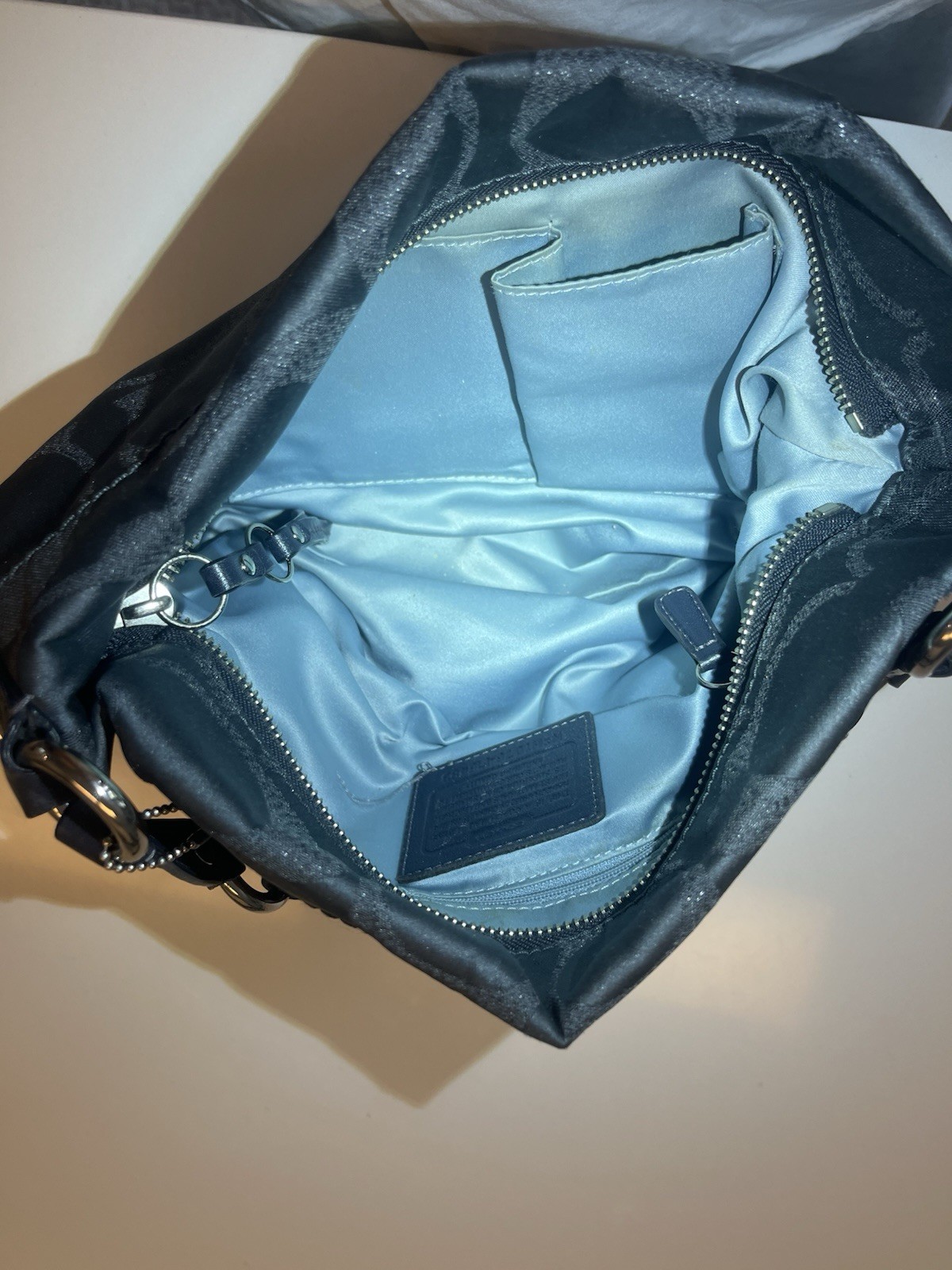 Coach Carly Hobo Black Signature Canvas and Leather shoulder bag