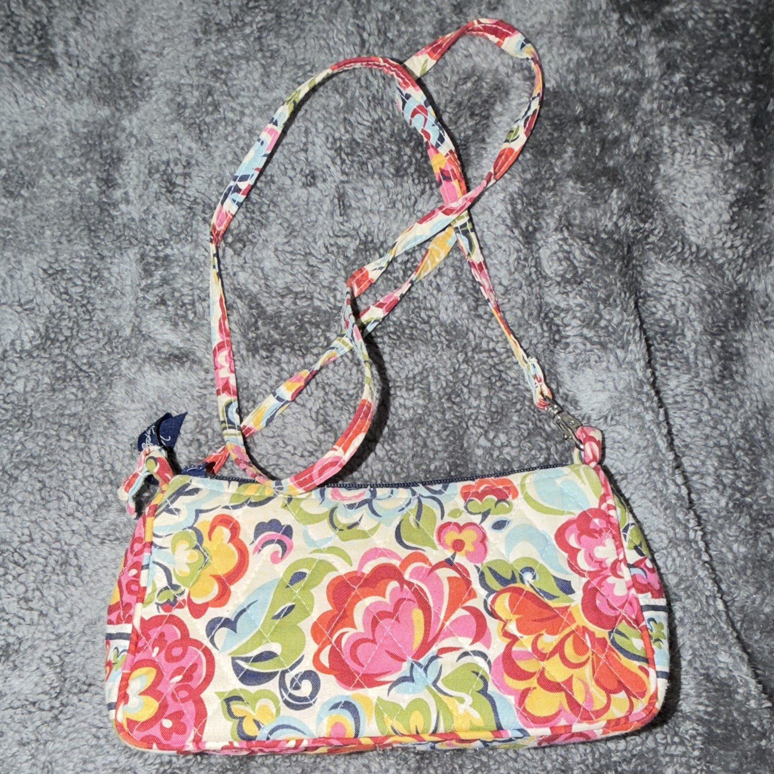 Vera Bradley Floral Multicolor Small Wristlet Zip Closure Wrist Strap Lined
