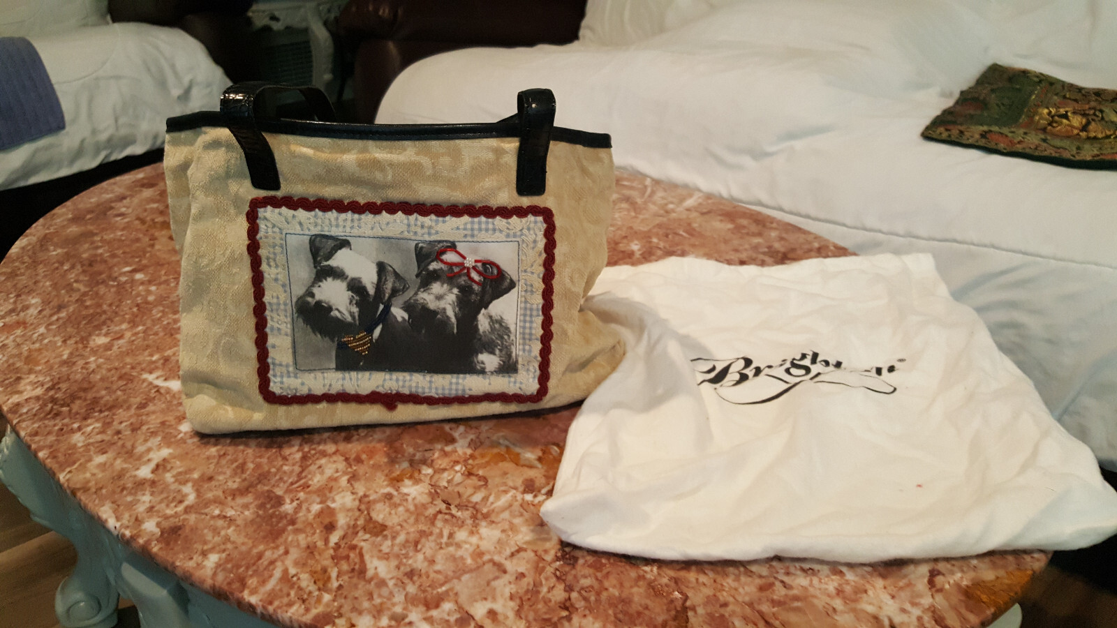 Brighton Scottie Rex & Tex Canvas & felt Double Handle Medium size purse