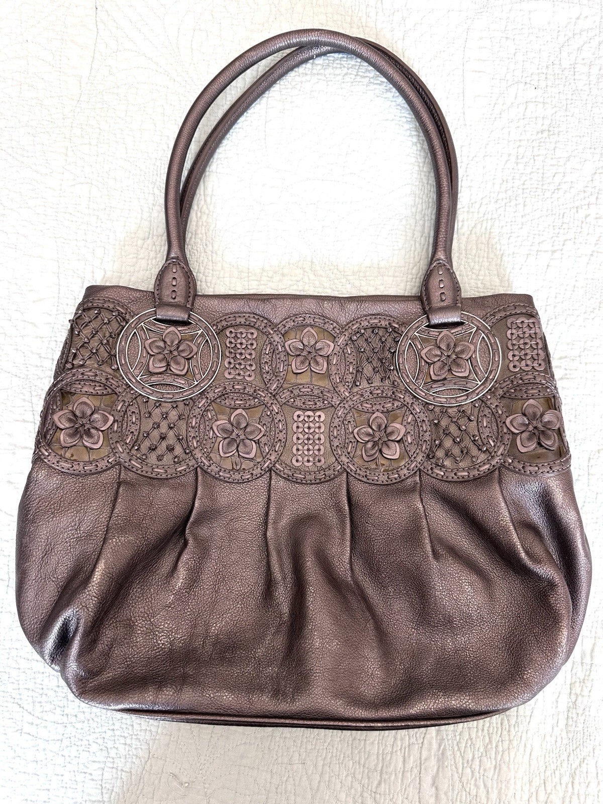 Brighton Nala Pewter Leather Handbag Masterpiece Collection