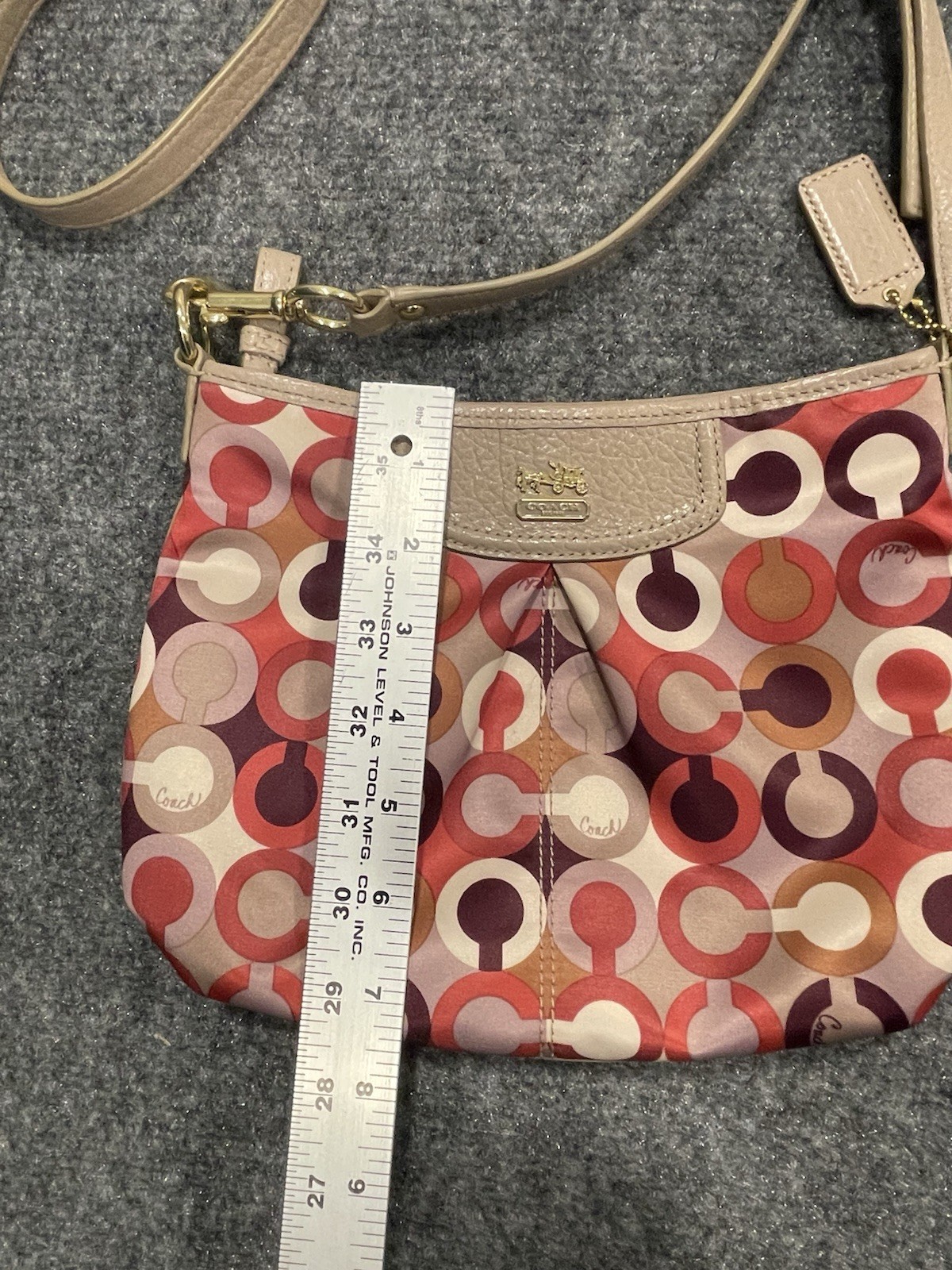 Coach Madison Graphic Op Art Small Swingpack Crossbody Purse,Tan Pinks
