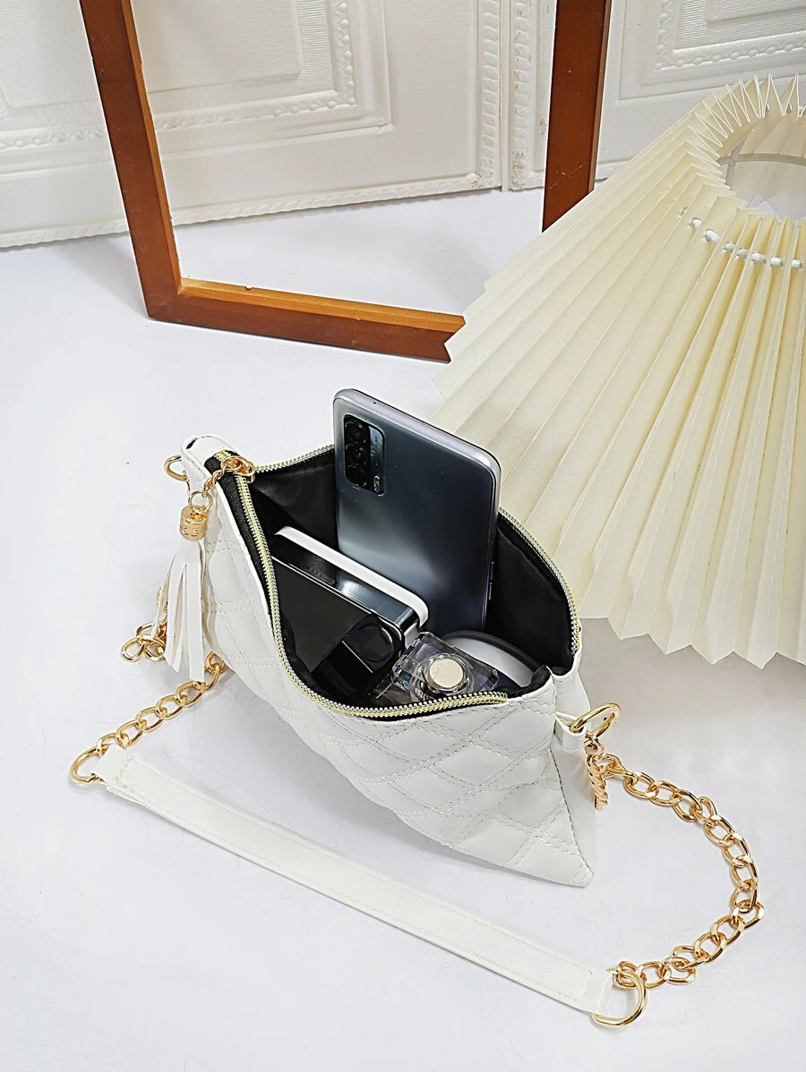Embroidered Plaid Quilted Crossbody Bag Korean Camera Purse Small Phone Pouch