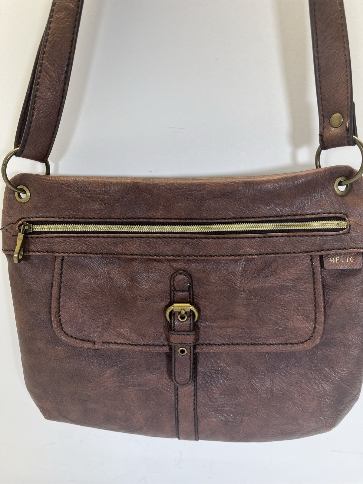 Relic Brown Cross Body Bag Adjustable Strap Purse Medium Size Dark Brown