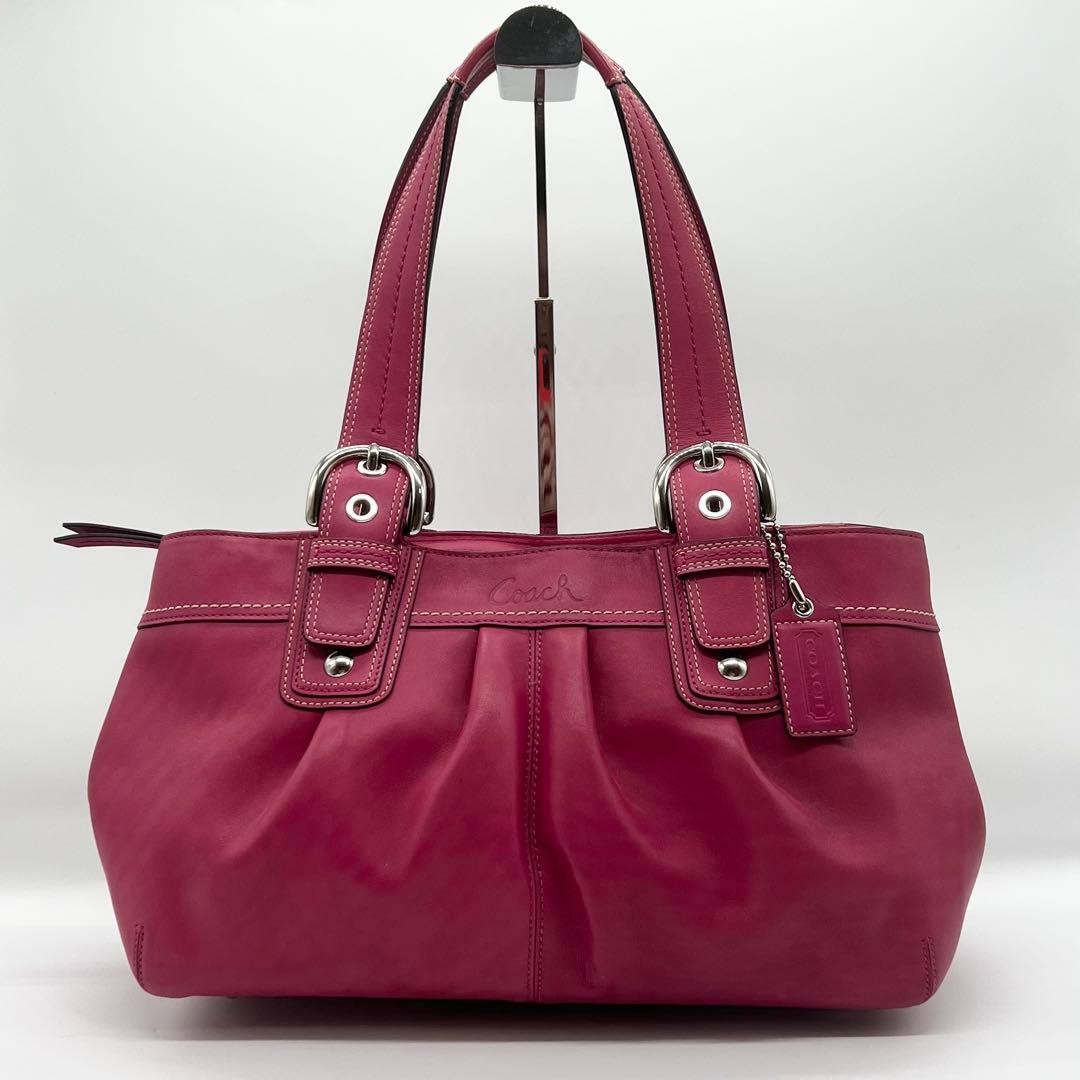 Coach Soho Tote Bag Pleated Leather Pink