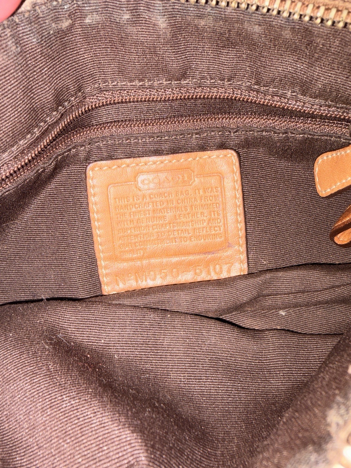 Coach Women’s Brown Monogram Shoulder Bag Zip Closure Inner Pockets Silver