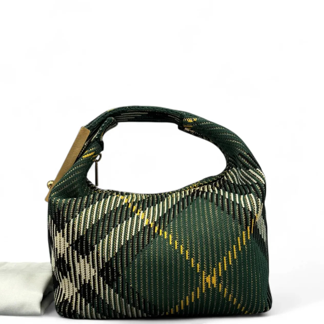 Burberry Jacquard Handbag Green Black White Yellow Facric (mx060326c9r)