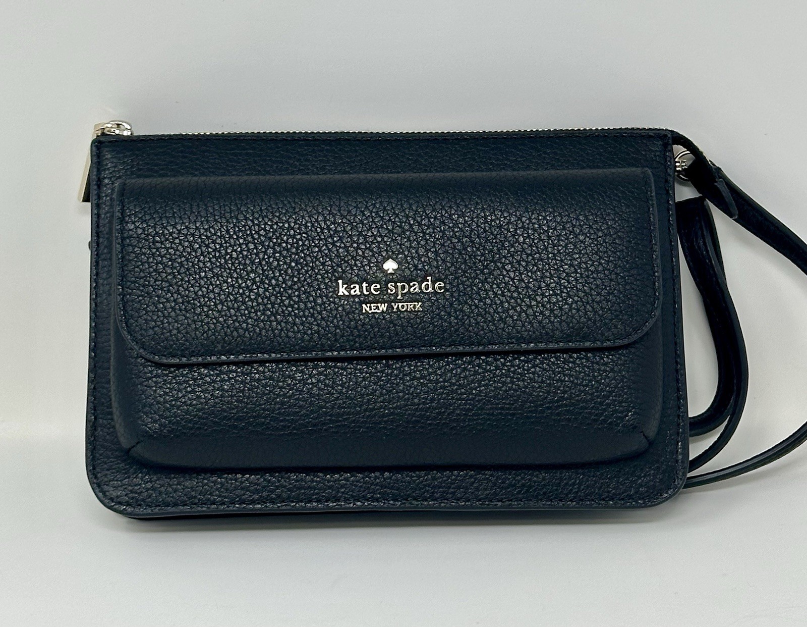 Kate Spade New York Leila Small Flap Crossbody Pebbled Leather Black K8284 New