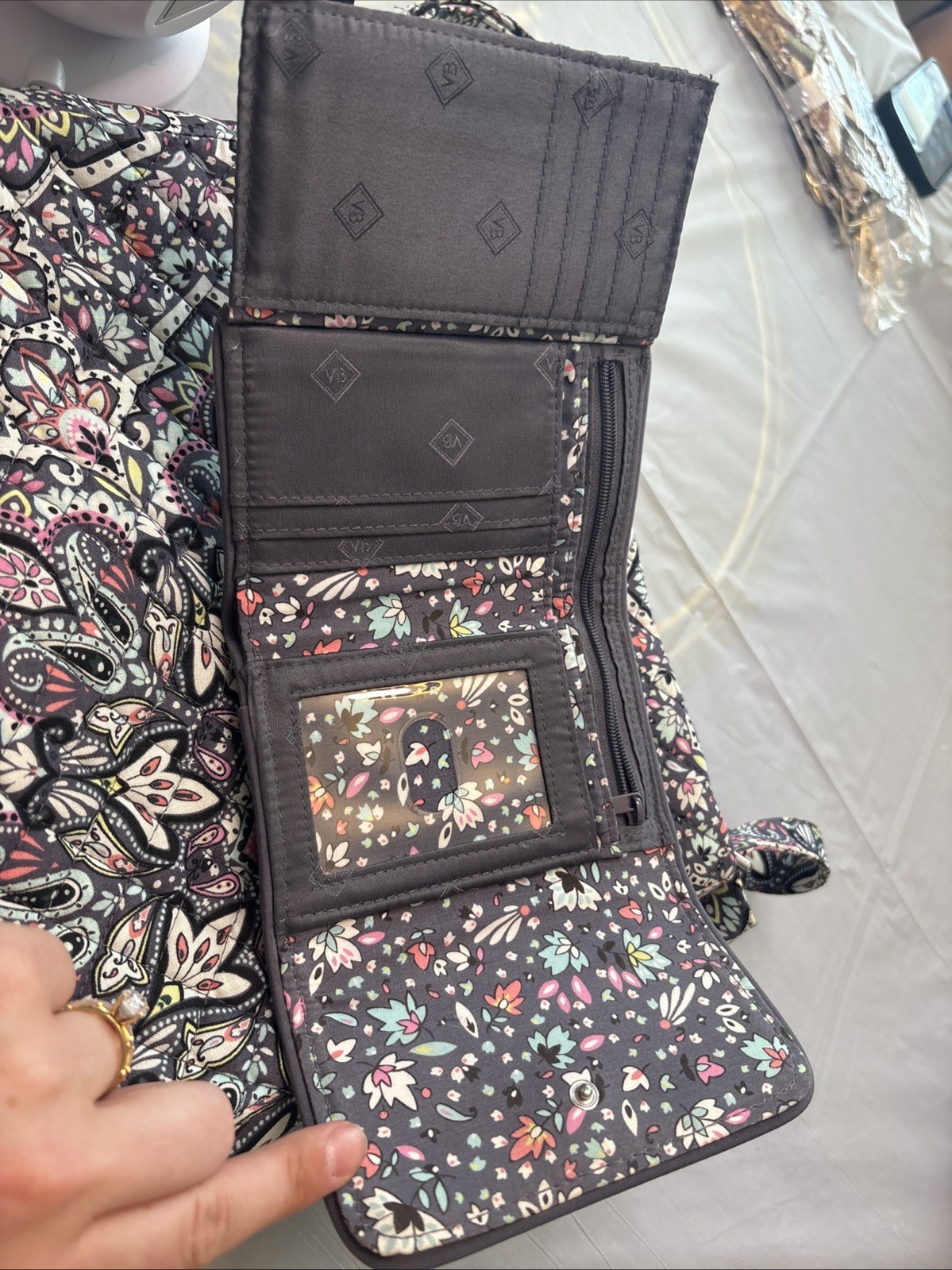 Vera Bradley Triple Zip Hipster Bonbon Medallion And Marching Wallet Brand New