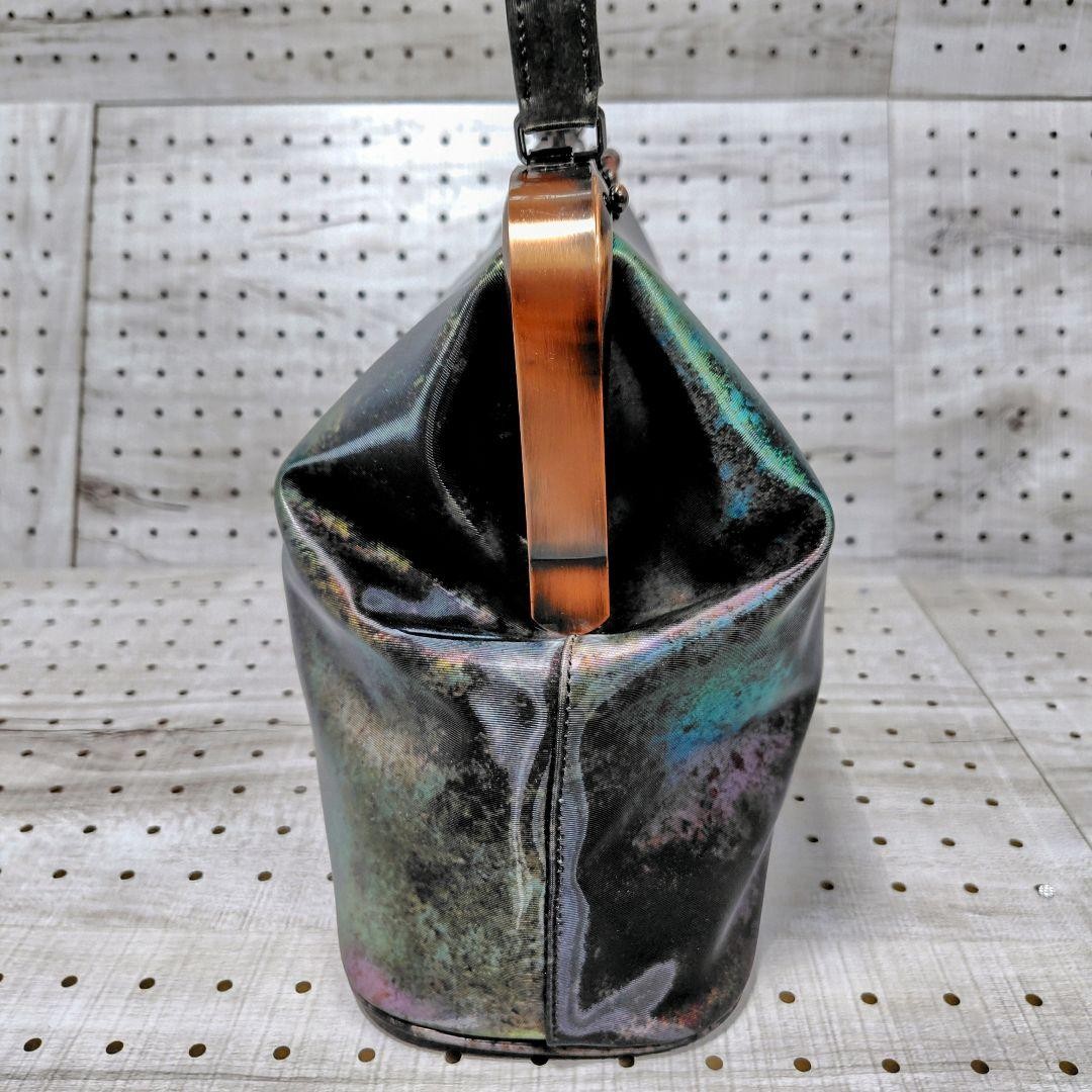 Jean Paul Gaultier Iridescent V-Cyber Kiss Lock Handbag Designer Authentic
