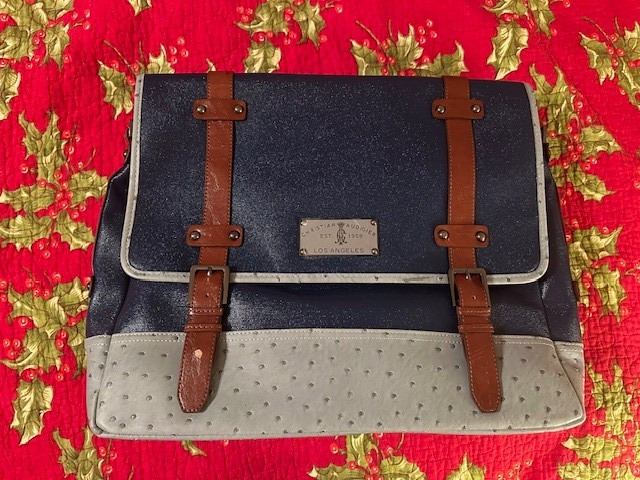 Christian Augidier Large Maestro Navy Satchel Messenger Bag NWT