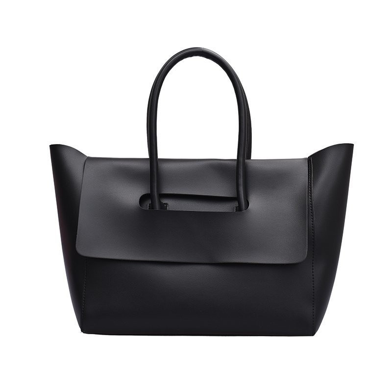 Fashion Women Large Capacity Tote Shoulder Bag Simple Retro PU Leather Handbag