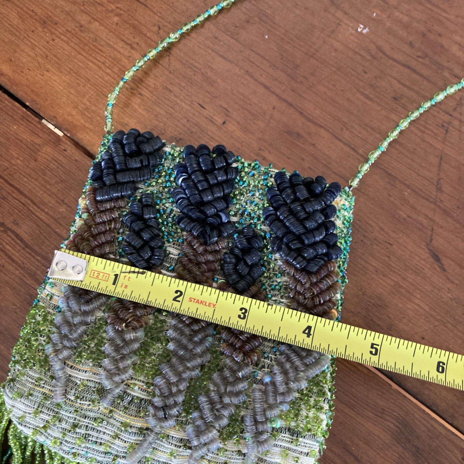 SANTI Artisan Beaded Petite Bag Excellent Condition 19” Drop 4.5 X 5 Inches