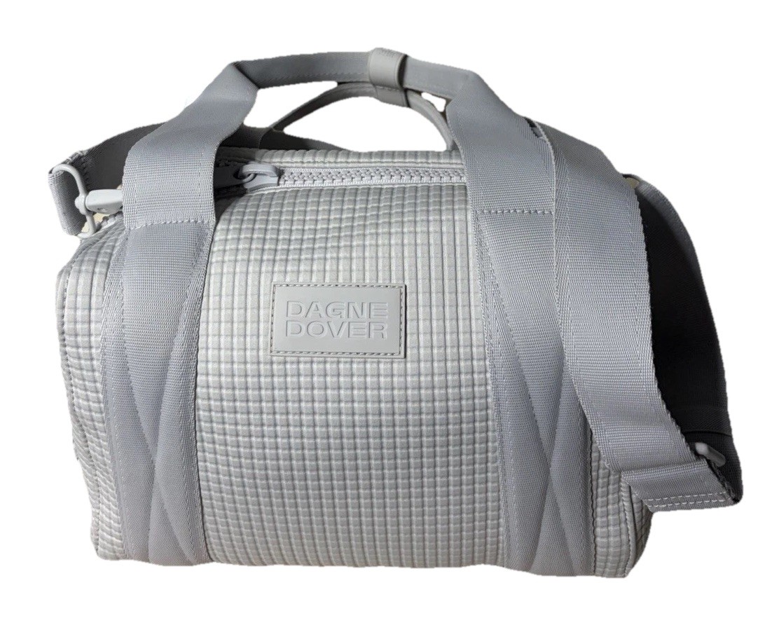 Dagne Dover Landon Neoprene Carryall Hand Bag Cross Body Neon Gray
