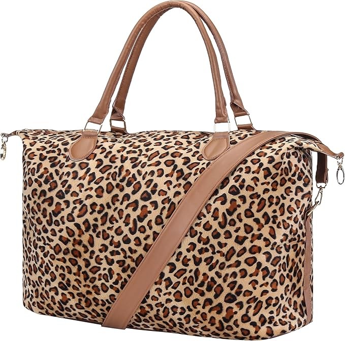Leopard Weekender Bag Travel Duffle For Women Large Cheetah Tote Shoulder Bag