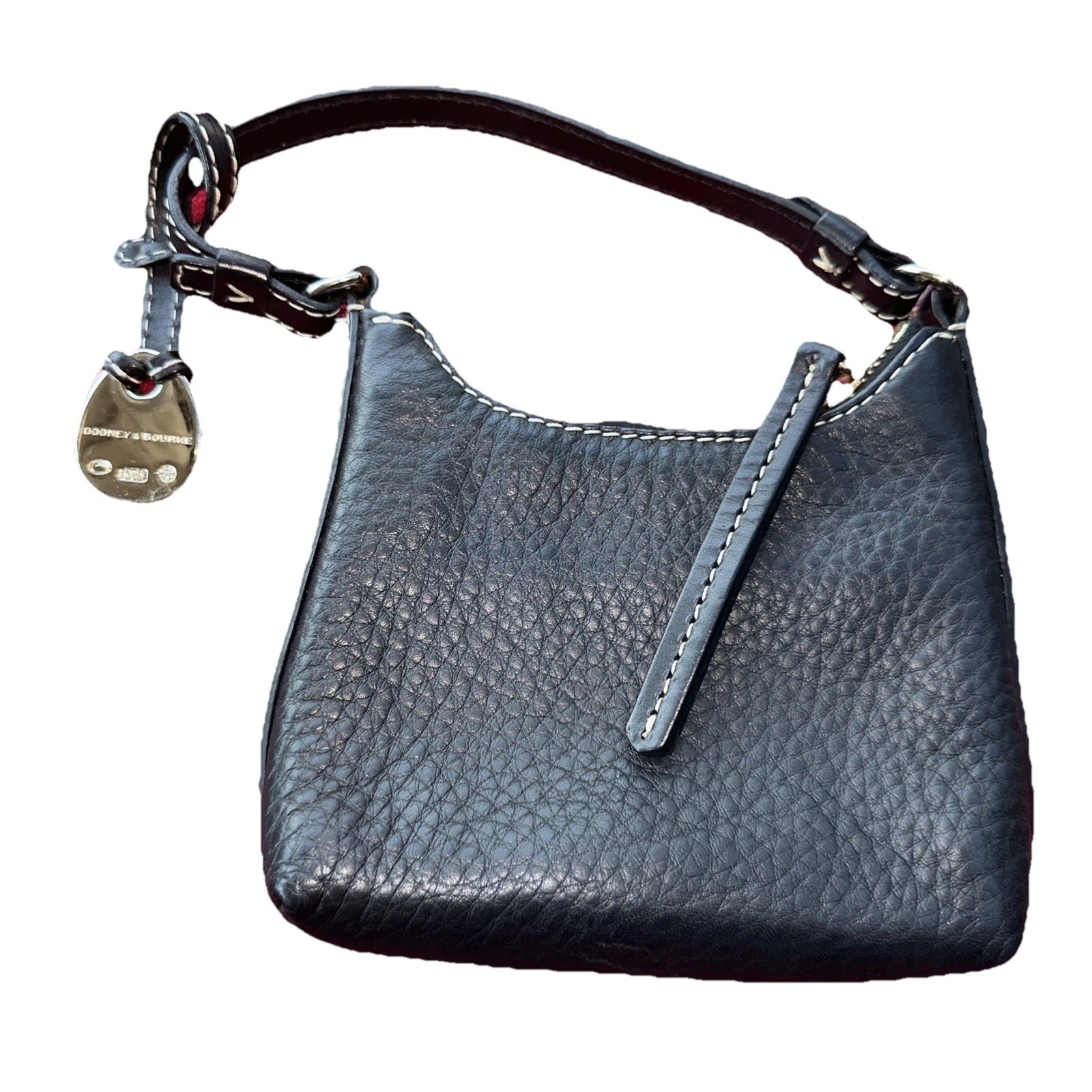 Dooney & Bourke Bitsy Black Pebbled Leather Bag W/ charm
