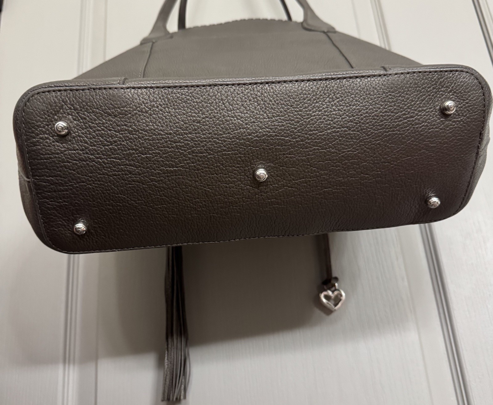 BRIGHTON FERRARA COLLECTION PEWTER GABRIELLA MEDALLION TASSELED TOTE PURSE