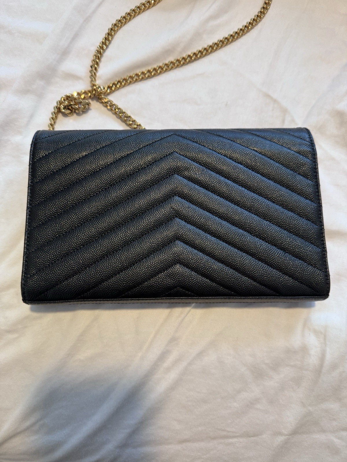 *NWT*Saint Laurent Monogram Cassandre Chain in Grain De Poudre Leather Crossbody