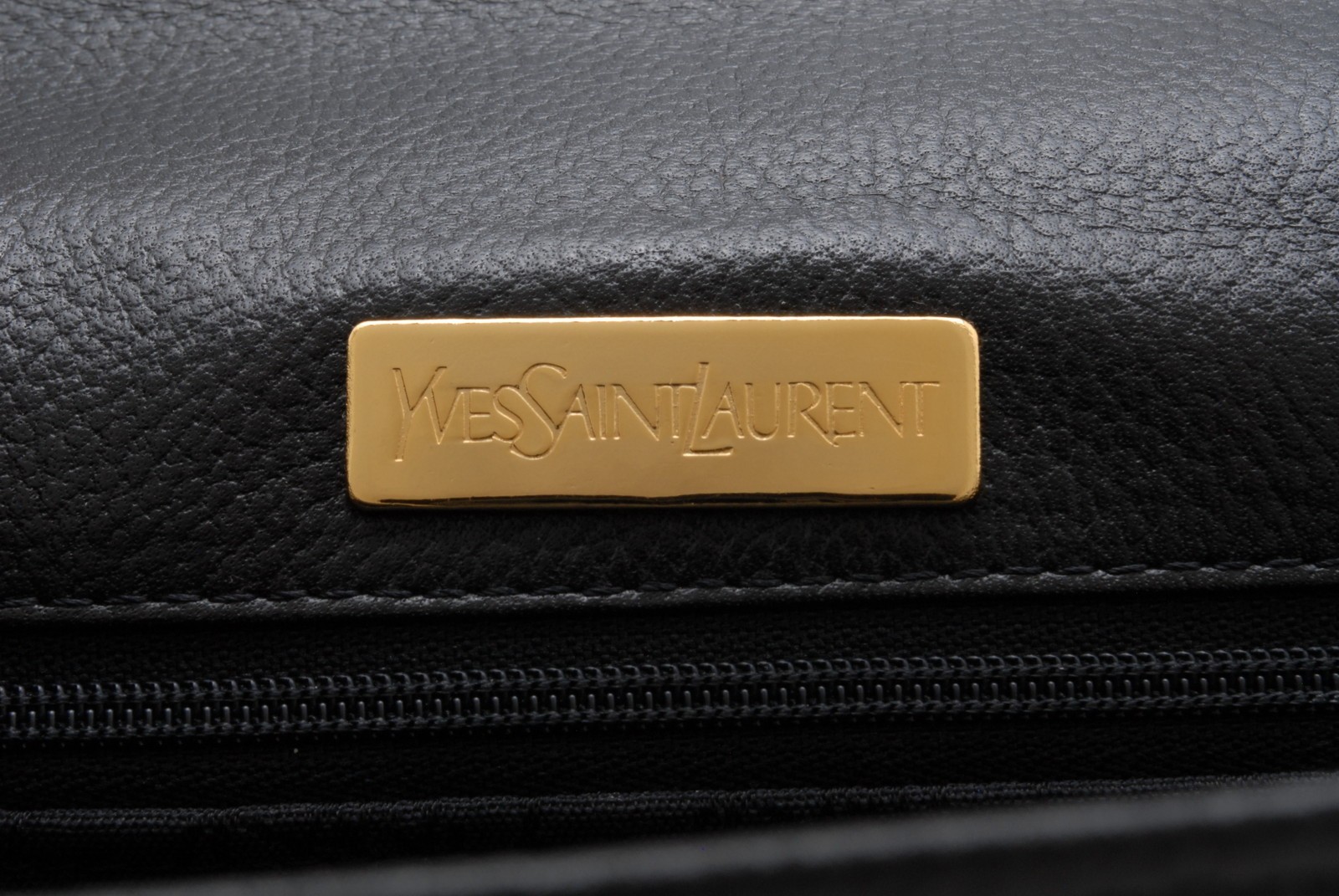 Yves Saint Laurent Clutch Bag Purse Leather Black Vintage YSL