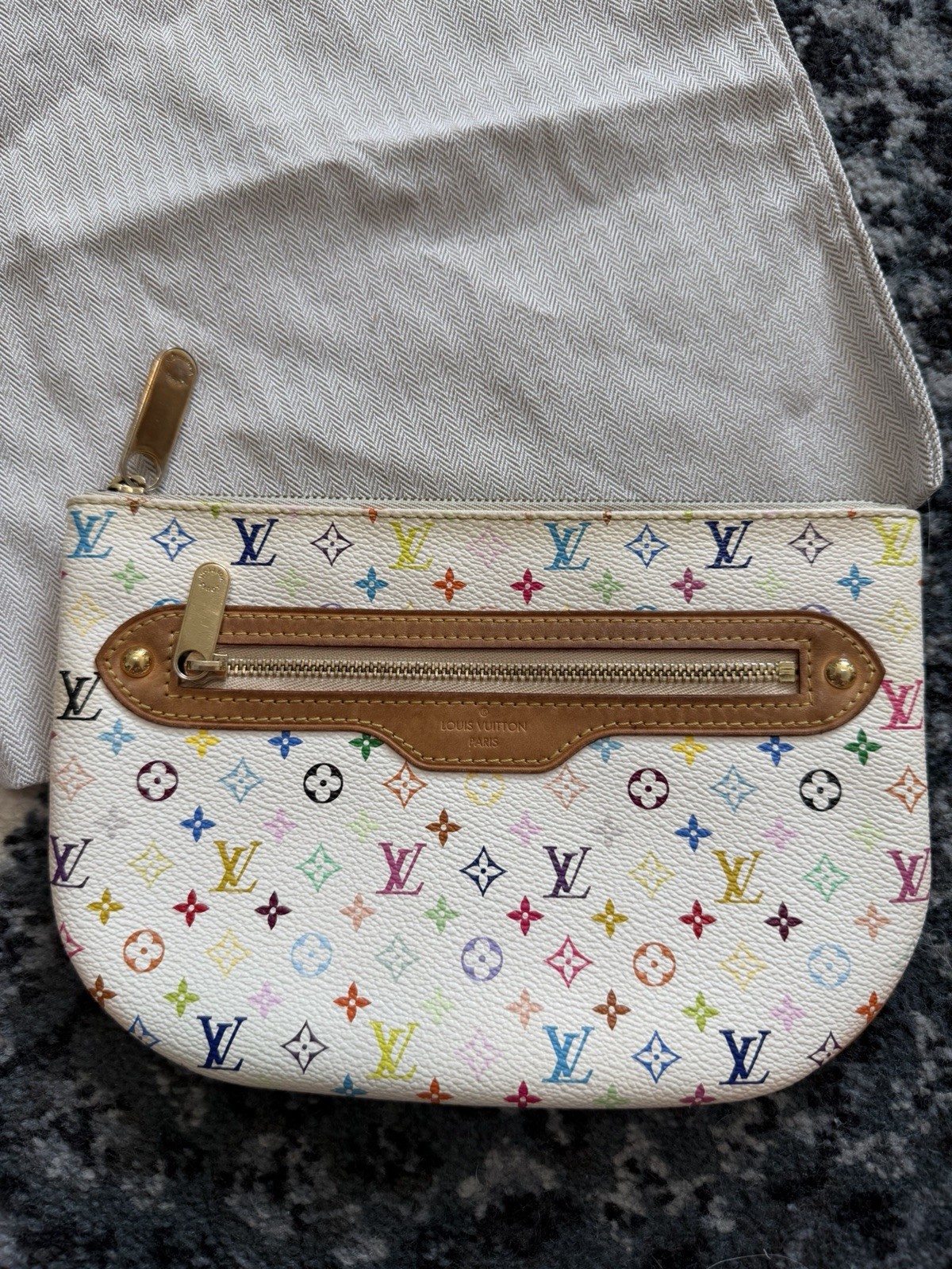 LOUIS VUITTON Monogram Multicolor Pochette GM Pouch White
