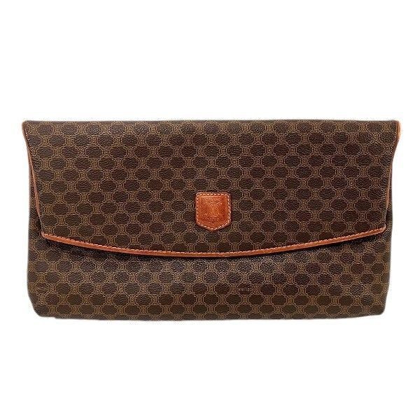 CELINE Macadam PVC Leather Clutch Bag color Dark Brown Brown fashion goods women