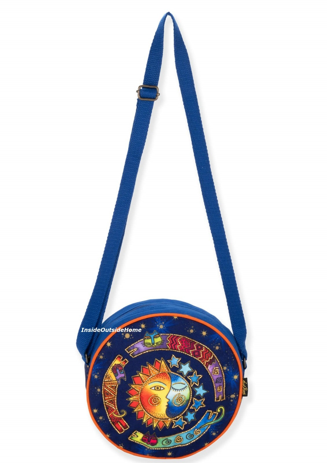 Laurel Burch Cosmos Sun Moon Stars Crossbody Bag 9″x3.25″ NEW Handy