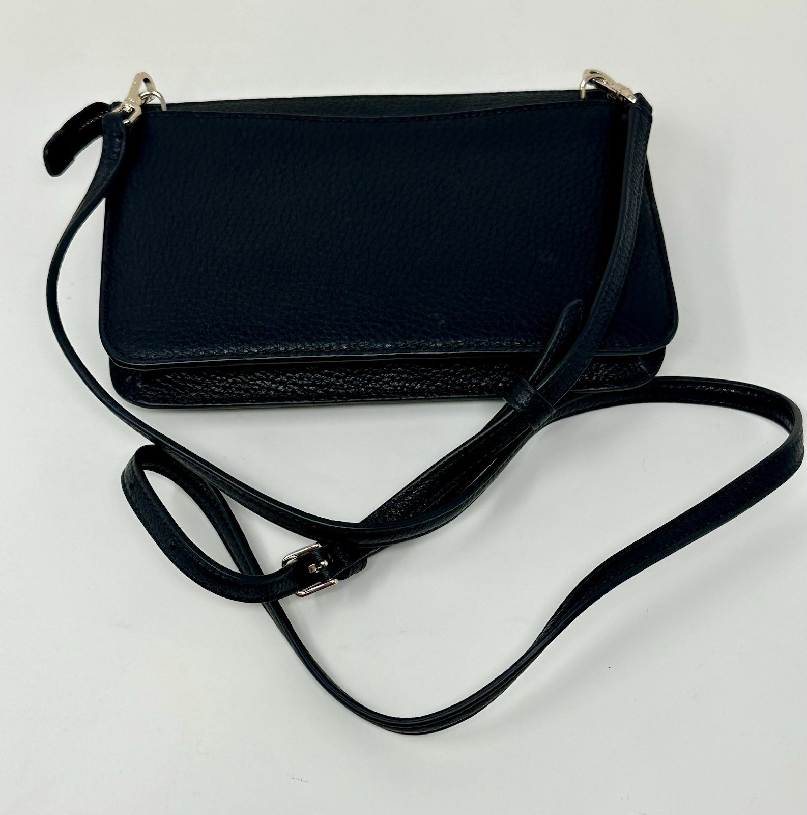 Kate Spade New York Leila Small Flap Crossbody Pebbled Leather Black K8284 New